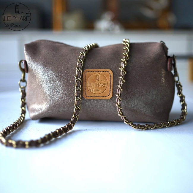 Besace Dune en cuir pailleté