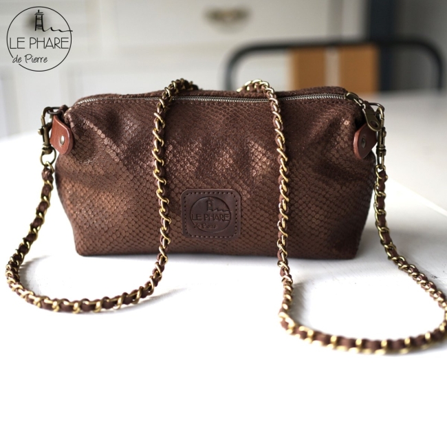 Besace Dune en cuir pailleté 