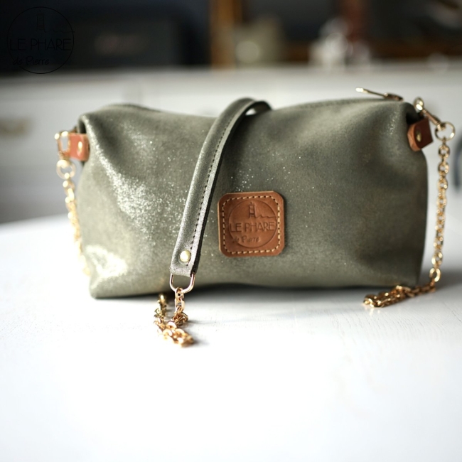 Besace Dune en cuir pailleté  